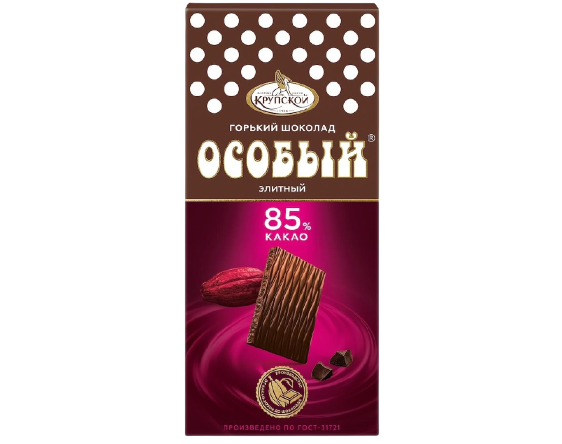 «Особый» шоколад 85% какао порционный горький, 88гр*15шт.