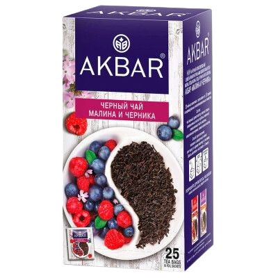 «Akbar» Черный чай малина и черника 25п*12шт