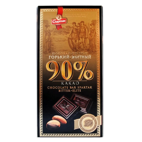 «Спартак» шоколад горький элитный 90%, (пенал) 85г*25шт