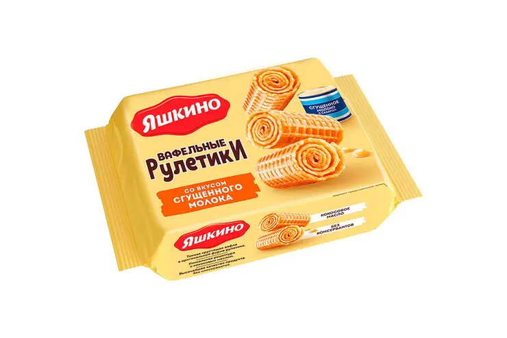 *Яшкино*Вафельные Рулетики -Згущенка 160 г.24шт.