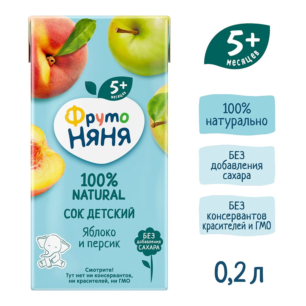 Фруто Няня сок *Яблоко- Персик *200г.18шт.