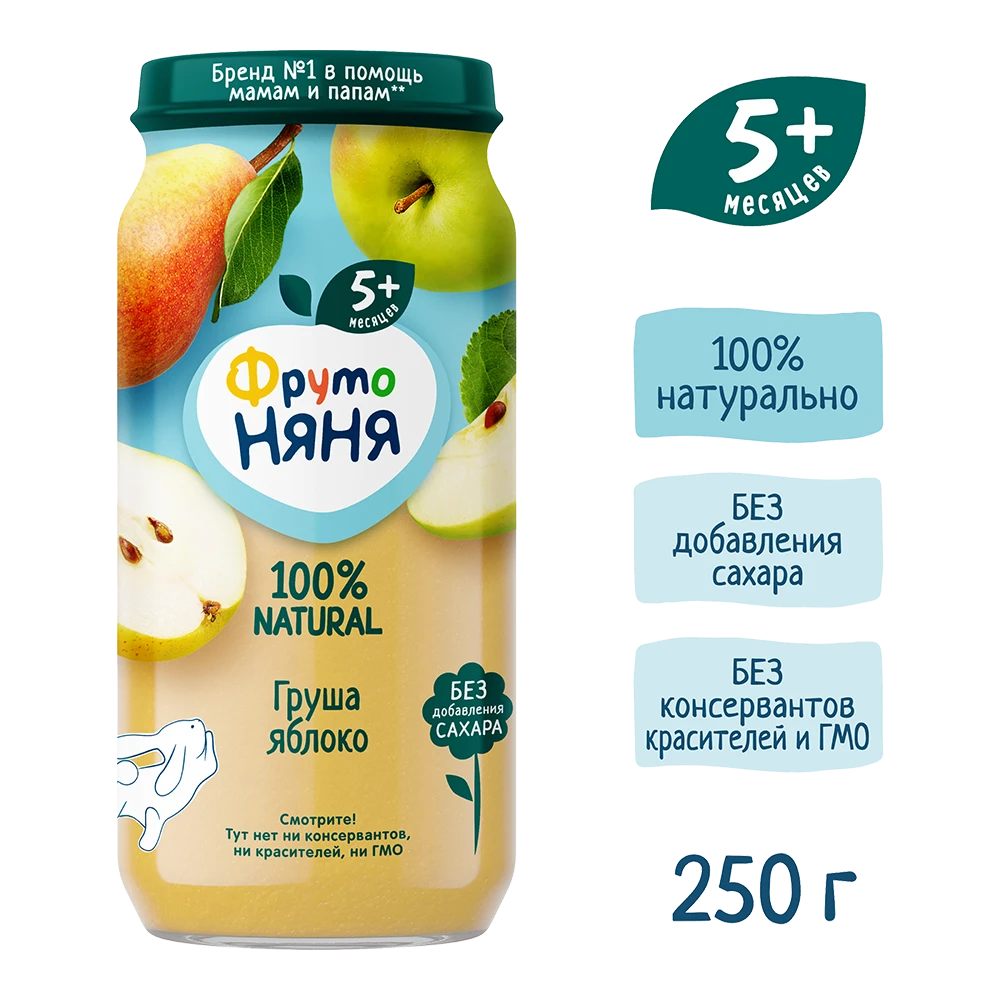 Фруто Няня * Пюре Груша -Яблоко* 250г.12шт.
