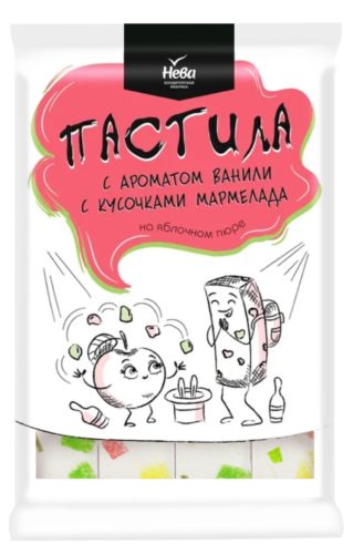 «Нева» Пастила с ароматом ванили с кусочками мармелада 220г*8шт