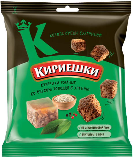 (108)Сухарики «Кириешки» со вкусом холодца с хреном 40г*60шт.
