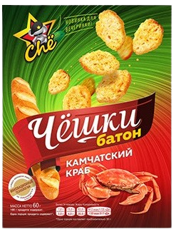 8.7 Snacks ~ Сухарики «Чёшки» Камчатский краб 60гр*20шт