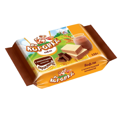 Вафли «Коровка» c Шоколадной начинкой, РотФронт 150гр*22шт.
