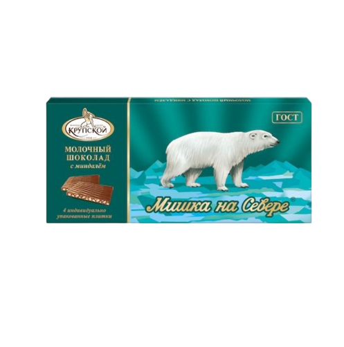 «Мишка на Севере» шоколад порционный молочный, Крупской 100гр*15шт.