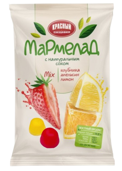 2.2 Marmalade~ Мармелад Mix клубника, апельсин, лимоном с соком 300гр*16шт