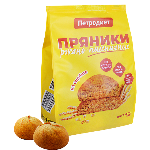 «Петродиет» Пряники ржано-пшеничные на сорбите 350гр*10шт