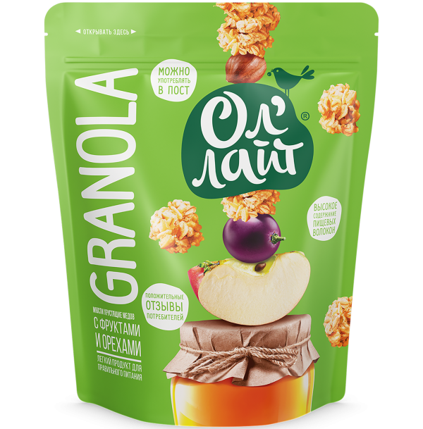 B21. Healthy Food ~ Запеченная гранола мюсли с фруктами и орехами 280г*12шт