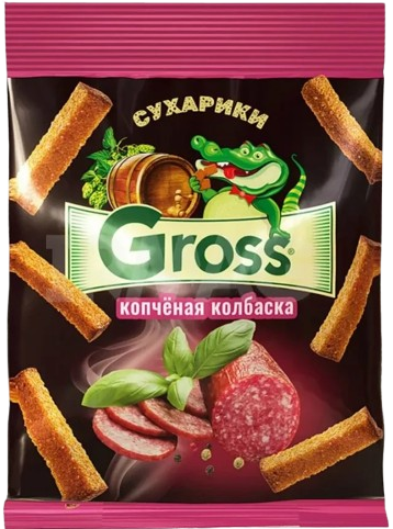 8.6 Snacks ~ Сухарики GROSS Копчёной колбаски 40гр*60шт