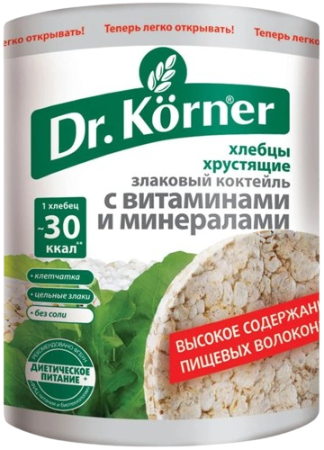 Crackers ~ Dr. Körner Хлебцы Злаковый коктейл с витаминами и минералами 100гр*20шт