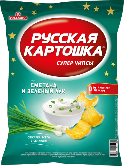 (221)«Русская картошка» Чипсы Сметана и зелёный лук 150г*9шт