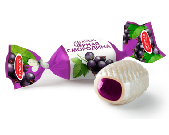 «Азовская» Карамель с фруктовой начинкой со вкусом чёрной смородины 250г*12шт