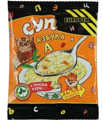 E02. Dry soup ~ Суп Азбука с мясом куры 75г*20шт