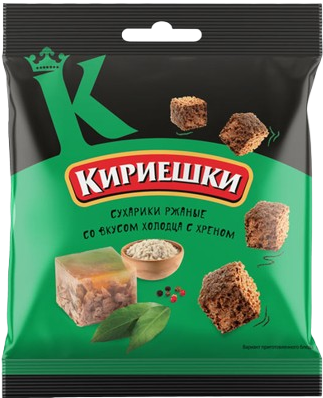 8.2 Snacks ~ Кириешки ржаные Холодец с хреном 40гр*60шт