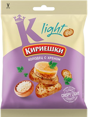 (188) Сухарики «Кириешки Light» со вкусом холодца с хреном 80гр*22шт.