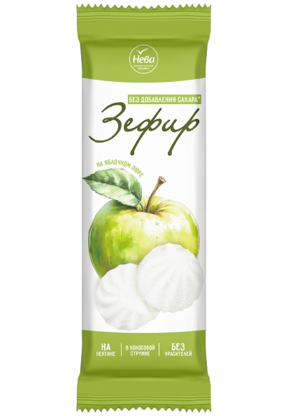 1.11 Sugar Free ~ Зефир ванильный в кокосовой стружке на изомальте "Нева" 150гр*12шт