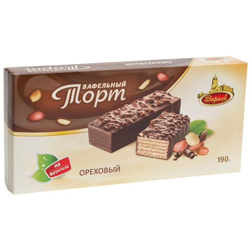 «Вереск» Торт вафельный глазированный ореховый на Фруктозе 190г*10шт