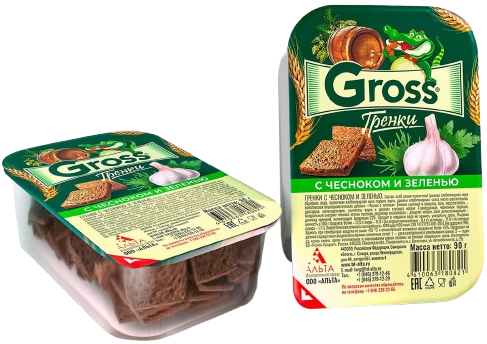 8.8 Toast ~ Гренки GROSS Чеснок и зелень 90гр*20шт