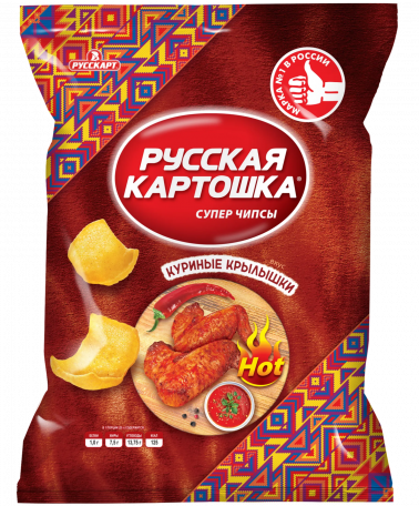 (396)«Русская картошка» Чипсы со вкусом куриных крылышек 140г*9шт