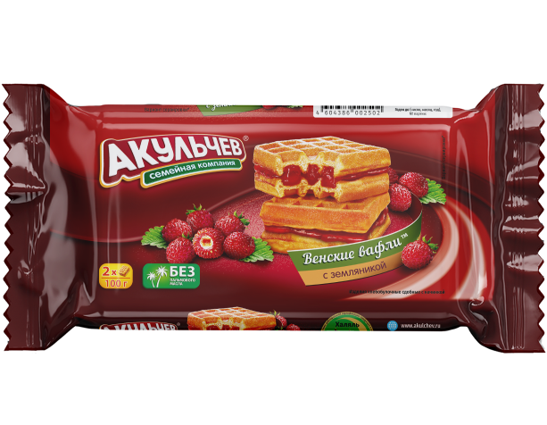 5. Wafer ~ Вафли Венские с начинкой Земляника 100гр*22шт