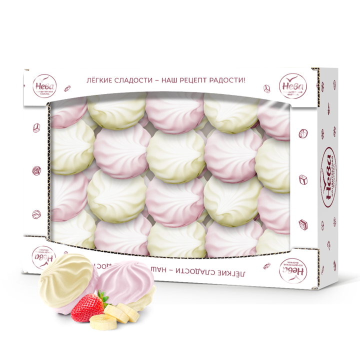 1. Marshmallows ~ Зефир "Нева" с ароматами клубники и банана 800г*1шт
