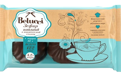 1.4 Marshmallows ~ Зефир "Belucci" ванильный, глазированный 160гр*15шт
