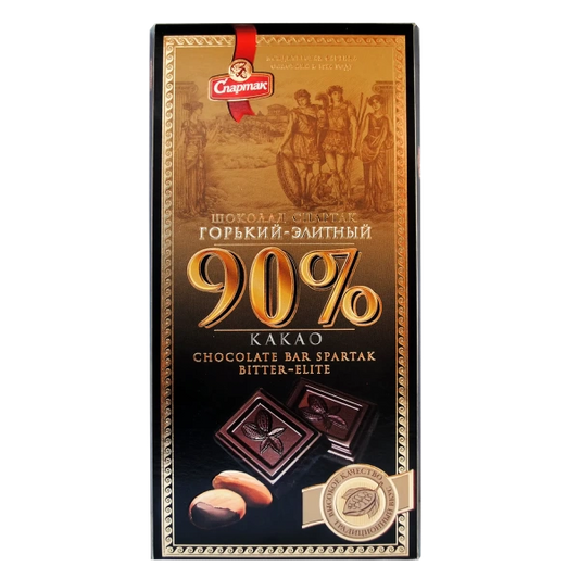 «Спартак» шоколад горький элитный 90%, (пенал) 85г*25шт