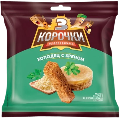 (183)Сухарики «3 Корочки» со вкусом холодца с хреном 100г*25шт