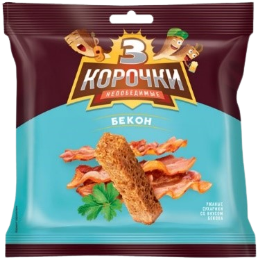 (200)Сухарики «3 Корочки» со вкусом бекона 40г*60шт