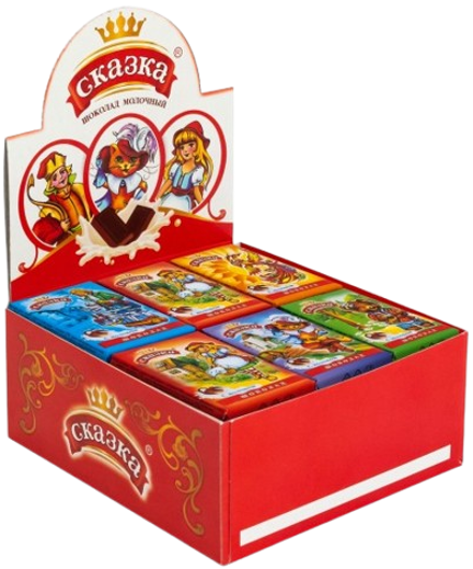 A08. Chocolate Bars ~ Шоколад молочный Сказка 15гр*42шт