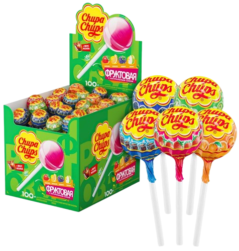 Карамель «Chupa Chups» ассорти со вкусом фруктов и колы 14г*100шт