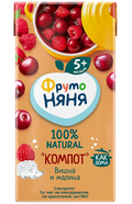Baby's foods ~ «ФрутоНяня» Сок Компот из вишни и малины, 200мл*18шт