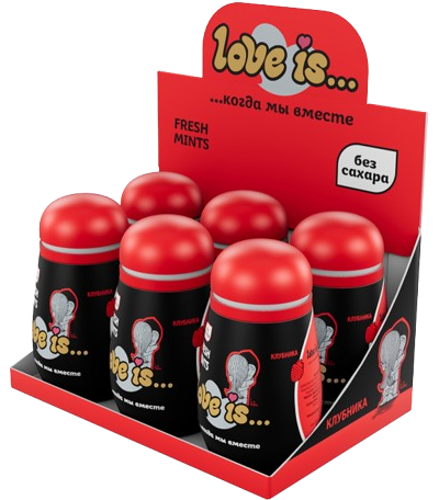 Baby's foods & Lolipops Gum  ~  «Love Is» Освежающие конфеты со вкусом клубники 45гр*6шт