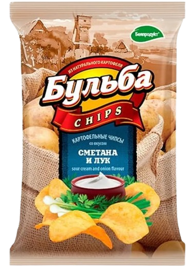 7.1 Chips ~ Картофельные чипсы «Бульба» Сметана и лук 75гр*25шт