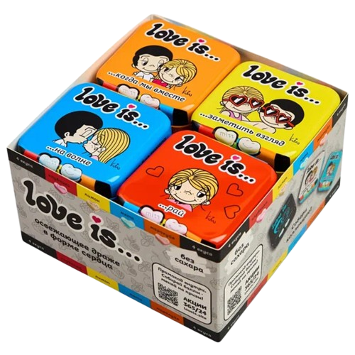 Baby's foods & Lolipops Gum  ~  «Love Is» Освежающие конфеты в форме сердца вкус мята 20гр*12шт