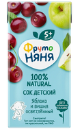 Baby's foods ~ «ФрутоНяня» сок из яблок и вишни осветленный, 200мл*18шт