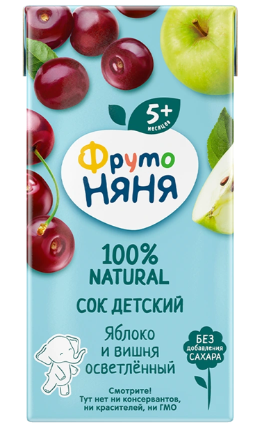 B05. Baby food ~ Сок из яблок и вишни осветленный 200мл*18шт