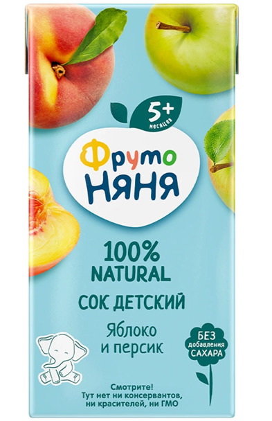 B05. Baby food ~ Сок из яблок и персиков 200мл*18шт