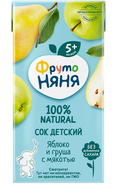 Baby's foods ~ «ФрутоНяня» сок из яблок и груш с мякотью гипоаллергенный, 200мл*18шт