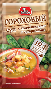 E04. Dry soup ~ Суп-пюре ГОРОХОВЫЙ с копчёностями и сухариками 16гр*25шт