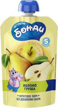 B03. Baby food ~ Пюре фруктовое Яблоко и груша 90гр*12шт