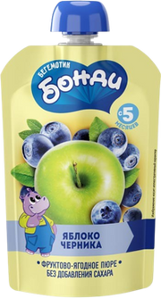 B03. Baby food ~ Пюре фруктовое Яблоко и черника 90гр*12шт
