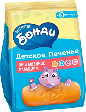 Baby's foods ~ *Бегемотик Бонди* Детское печенье кальций 180г*10шт