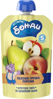 B03. Baby food ~ Пюре фруктовое Яблоко, груша и персик 90гр*12шт