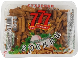 Гренки 777 ржано-пшеничные с чесноком 150гр*12шт