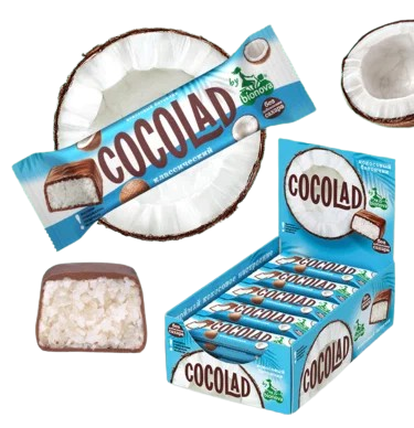B20. Healthy Food ~ Глазированный кокосовый батончик без сахара 40гр*20шт