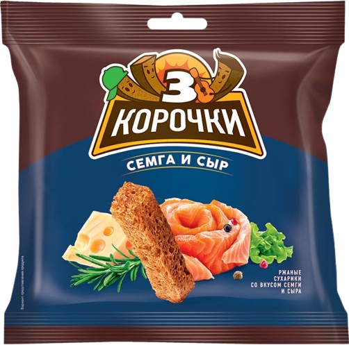 Сухарики «3 Корочки» со вкусом сёмги с сыром 100г*25шт (181)