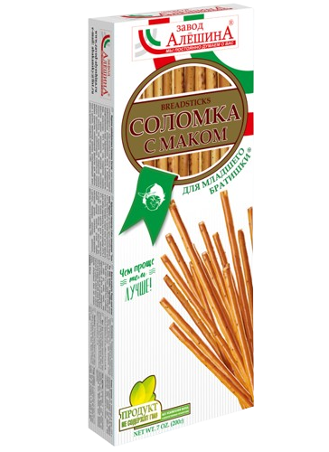 Crackers&Dry sticks ~ Соломка «Алешина» с маком Для младшего братишки (box)  200г*16шт